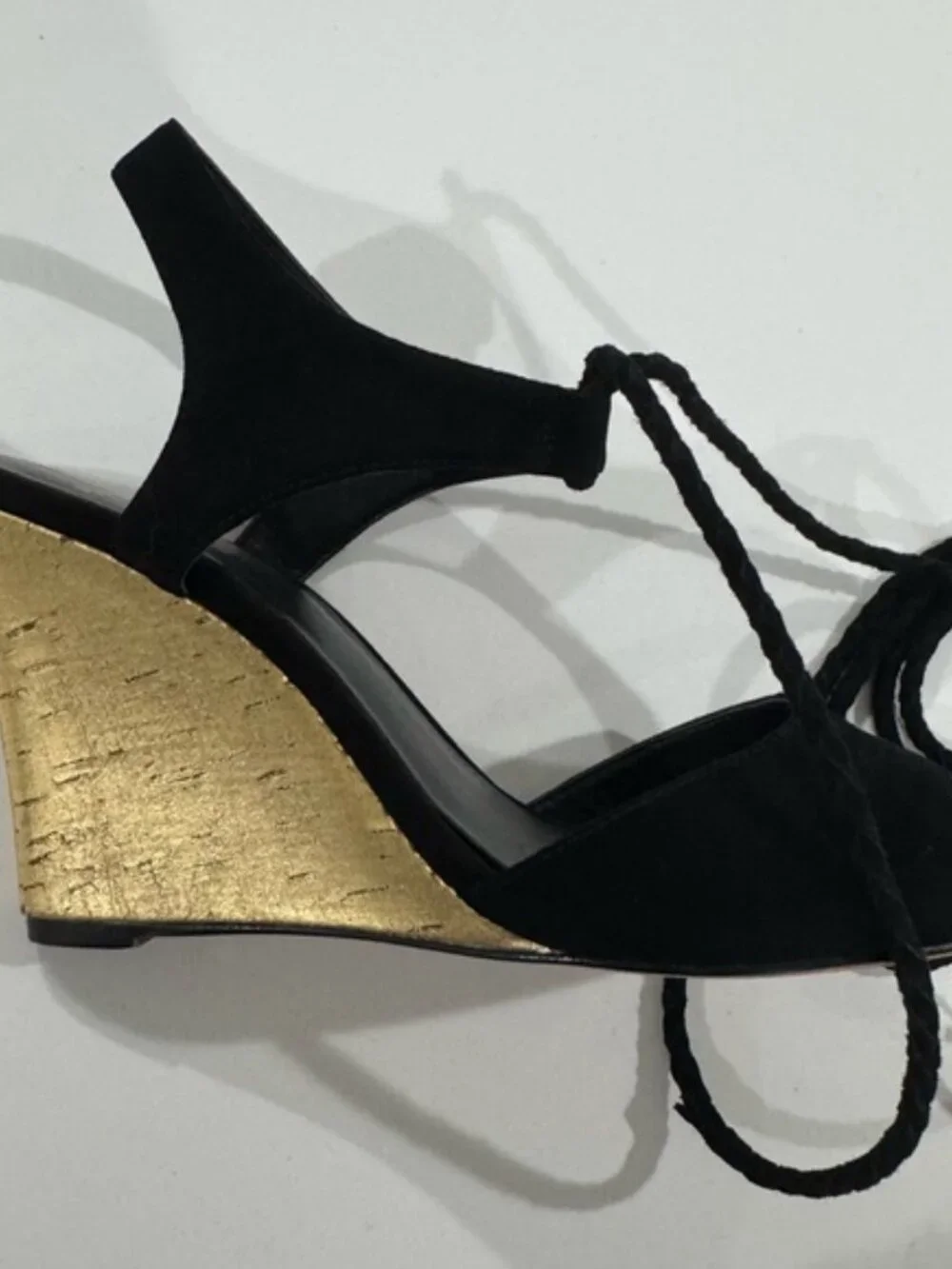 Marciano Black and Gold Wedge Suede Size 6 Womens Shoes - Picture 2 of 4